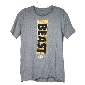 Nike Beast Crewneck Short Sleeve Gray Black Gold Shirt Boys XL